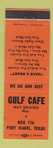 Matchbook Cover - Gulf Cafe Port Isabel TX ORANGE