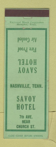 Matchbook Cover - Savoy Hotel Nashville TN