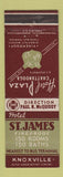 Matchbook Cover - St James Hotel Knoxville TN Hotel Plaza Chattanooga