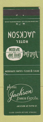 Matchbook Cover - Hotel Jackson Sioux City IA