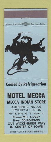 Matchbook Cover - Motel Mecca Out Wickenburg Way AZ Indian Store BLUE