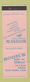 Matchbook Cover - Scott's Motor Inn Restaurant Kamloops BC