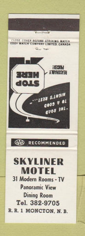 Matchbook Cover - Skyliner Motel Moncton NB