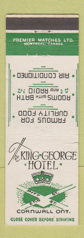 Matchbook Cover - King George Hote Cornwall ON