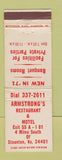 Matchbook Cover - Armstrong's Restaurant Motel Staunton VA WEAR