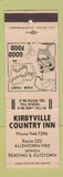 Matchbook Cover - Kirbyville Country Inn PA