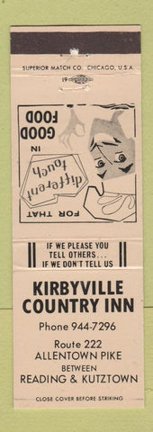 Matchbook Cover - Kirbyville Country Inn PA