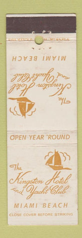 Matchbook Cover - Kingston Hotel Y Acht Club Miami Beach FL