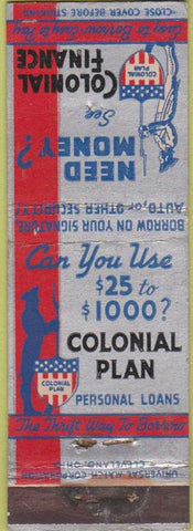 Matchbook Cover - Colonial Finance Loans