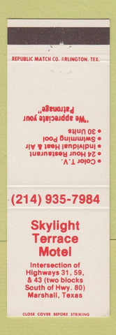Matchbook Cover - Skylight Terrace Motel Marshall TX