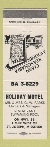 Matchbook Cover - Holiday Motel St Joseph MO