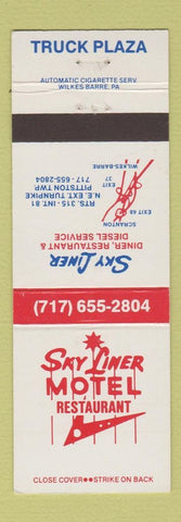 Matchbook Cover - Sky Liner Motel Restaurant Pittston PA