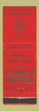 Matchbook Cover - King's Motel Williamsport PA