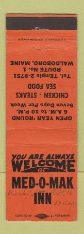 Matchbook Cover - Med O Mak Inn Waldoboro ME WRITING