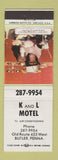Matchbook Cover - K and L Motel Butler PA