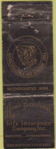 Matchbook Cover - Home Beneficial Life Insurance Richmond VA POOR