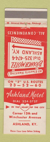 Matchbook Cover - Ashland Motel Ashland KY
