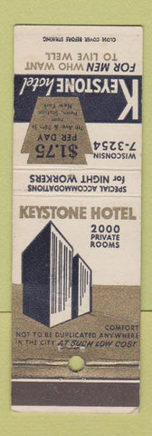 Matchbook Cover - Keystone Hotel New York City WORN BACK