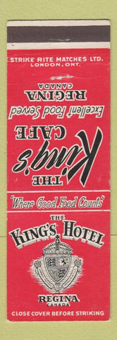 Matchbook Cover - King's Hotel Regina SK