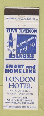 Matchbook Cover - London Hotel New Orleans LA