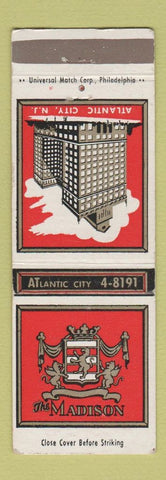 Matchbook Cover - Madison Hotel Atlantic City NJ