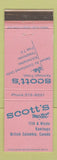 Matchbook Cover - Scott's Motel Kamloops BC
