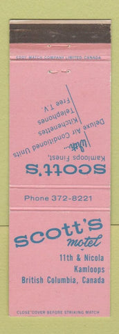 Matchbook Cover - Scott's Motel Kamloops BC