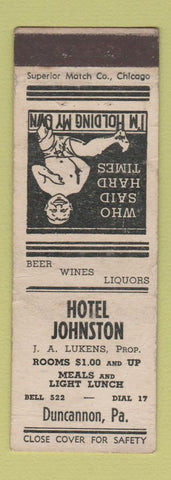 Matchbook Cover - Hotel Johnston Duncannon PA