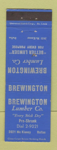 Matchbook Cover - Brewington Lumber Dallas TX