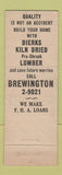 Matchbook Cover - Brewington Lumber Dallas TX