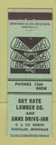 Matchbook Cover - Cut Rate Lumber Anns Drive Inn Cadillac MI