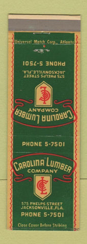 Matchbook Cover - Carolina Lumber Company Jacksonville FL