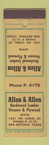 Matchbook Cover - Allen & Allen Lumber Plywood San Antonio TX
