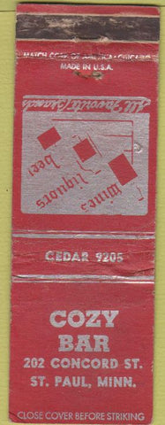 Matchbook Cover - Cozy Bar ST Paul MN girlie back