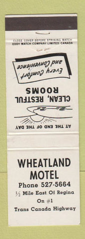 Matchbook Cover - Wheatland Motel Regina SK