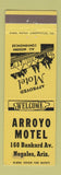Matchbook Cover - Arroyo Motel Nogales AZ WEAR