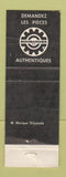 Matchbook Cover - Ski Doo Snowmobiles LE Cantin Quebec QC WORN
