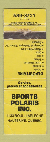 Matchbook Cover - Sport Polaris Snowmobiles Hauterive QC POOR