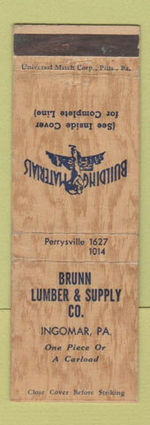 Matchbook Cover - Brunn Lumber Supply Ingomar PA