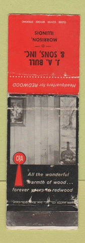 Matchbook Cover - JA Bull Lumber Redwood Morrison IL WORN