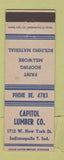 Matchbook Cover - Capitol Lumber Indianapolis IN