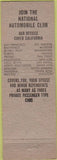 Matchbook Cover - National Automobile Club CA