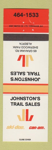 Matchbook Cover - Johnston's Trailer Sales Ski Doo Snowmobiles Sherwood Park AB