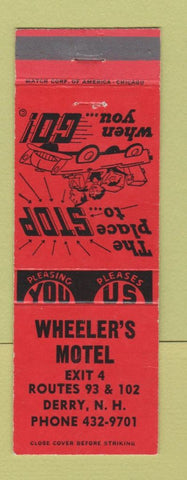 Matchbook Cover - Wheeler's Motel Derry NH RED