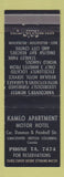 Matchbook Cover - Kamlo Apartment Motor Hotel Vancouver BC WEAR