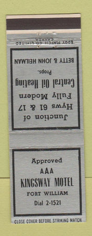 Matchbook Cover - Kingsway Motel Fort William ON