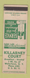Matchbook Cover - Killarney Court Motel Watertown NY