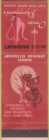 Matchbook Cover - George Mardikian's Omar Khannam's San Francisco