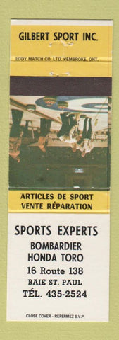 Matchbook Cover - Ski Doo Bombardier Snowmobiles Baie ST Paul QC