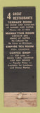 Matchbook Cover - New Yorker Hotel New York City Ice Shows